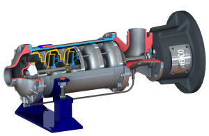 Vista seccionada del modelo de bajo caudal MSD